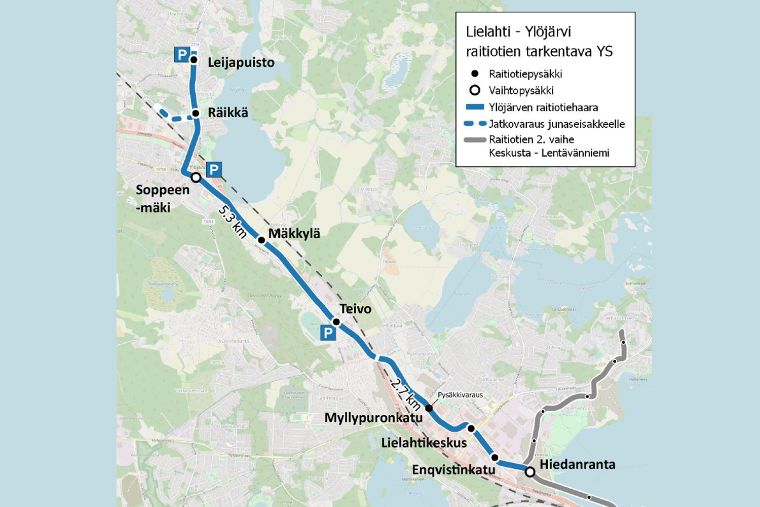 Raitiotien Lielahden ja Ylöjärven suunnan pysäkkien sijainnit ja keskeisimmät linjaukset on päätetty